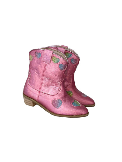 Lola + The Boys Footwear Pink Iridescent Heart Cowgirl Boots