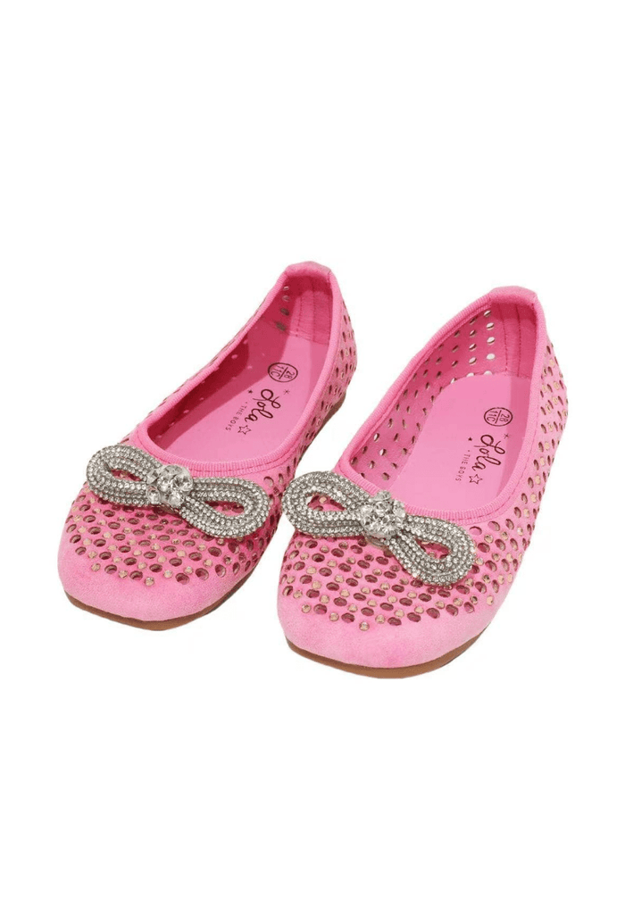 lola-new-arrival Footwear Pink Sparkle Bow Ballet Flat