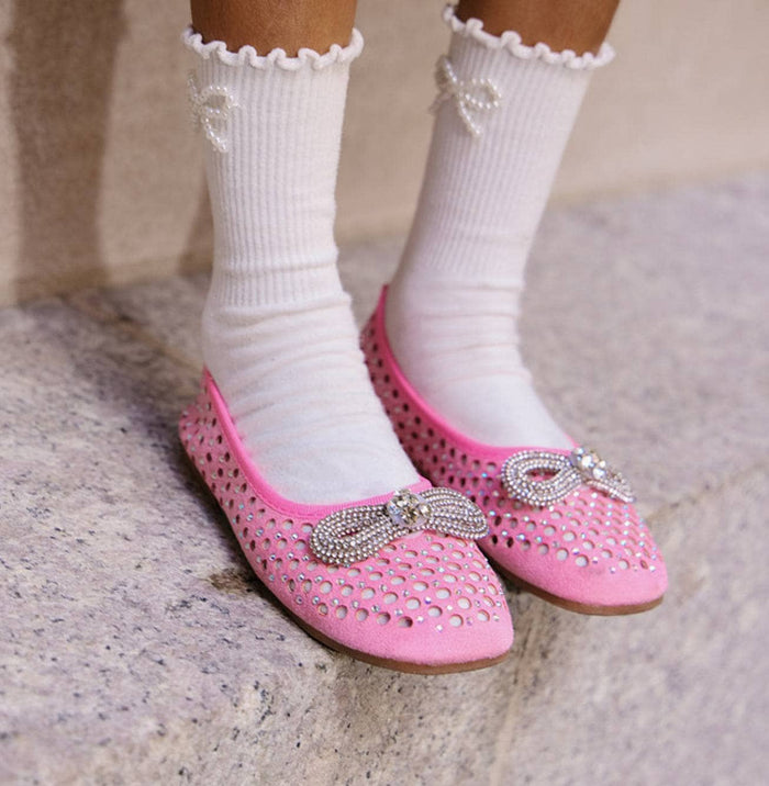lola-new-arrival Footwear Pink Sparkle Bow Ballet Flat
