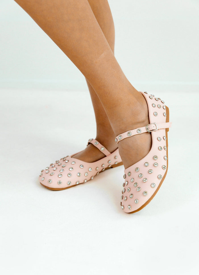 lola-new-arrival Footwear Pink Studded Ballet Flats