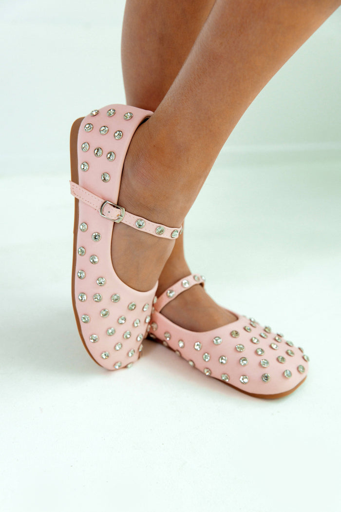 lola-new-arrival Footwear Pink Studded Ballet Flats