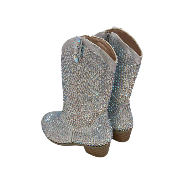 Lola-spring-25 Footwear Silver Crystal Cowgirl Boots