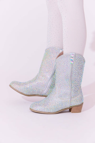 lola-wicked Footwear Silver Crystal Cowgirl Boots