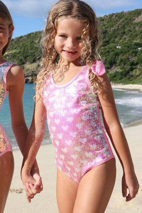 Lola + The Boys Full Hearts Sequin Swimsuit
