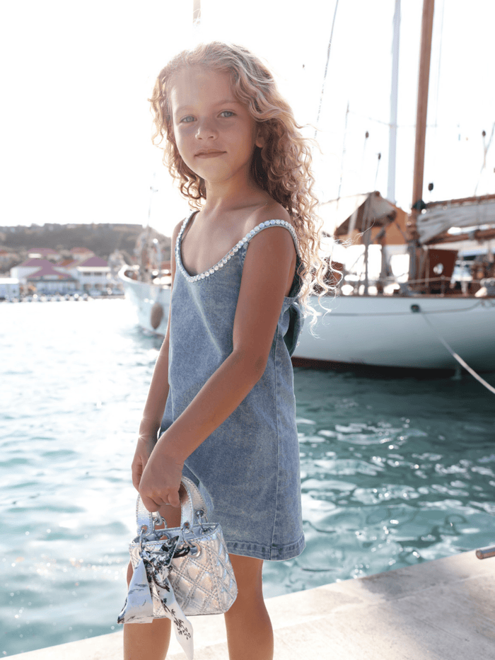Lola + The Boys Gems Bow Denim Dress
