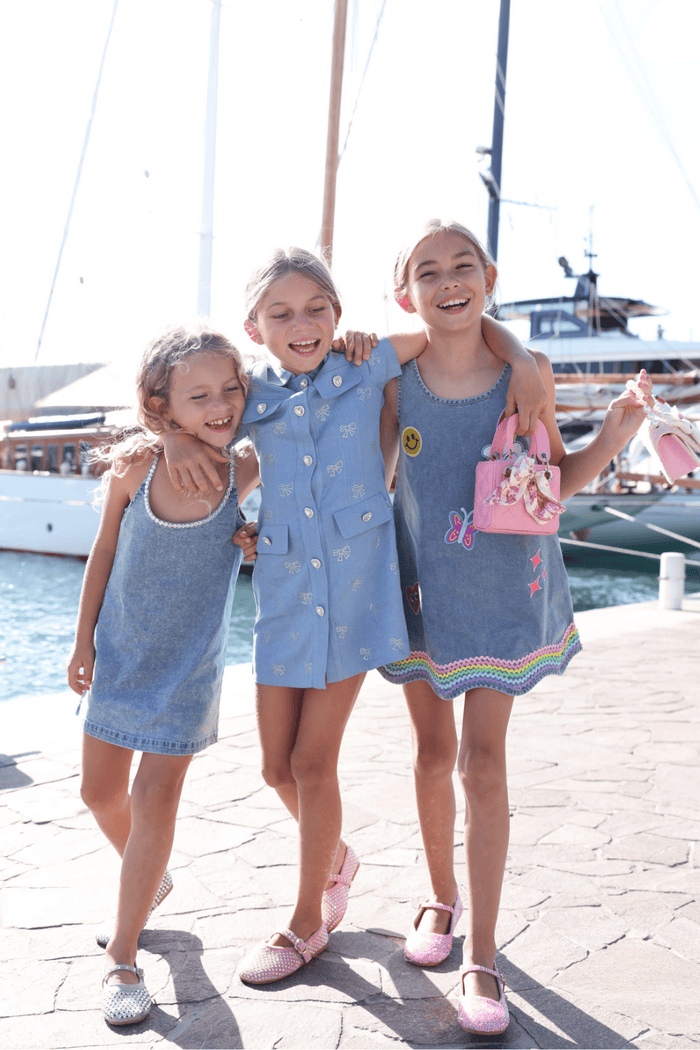 Lola + The Boys Gems Bow Denim Dress