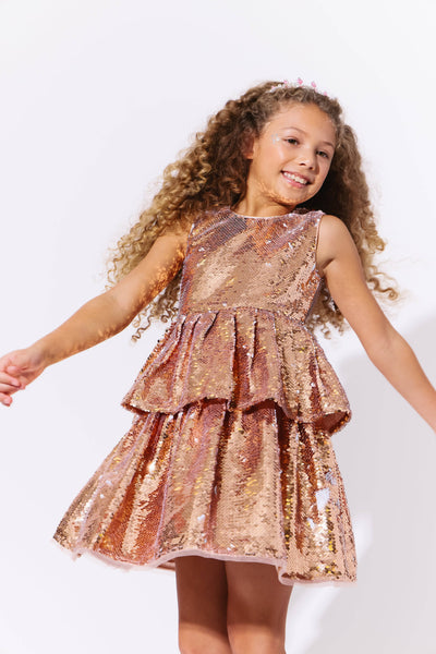 girls gold sequin dress Elegant Baby Girl Gold Sequin Dress Toddler First Communion Princess Dress, Long sleeves / 0-1 Year (80cm) main image 1