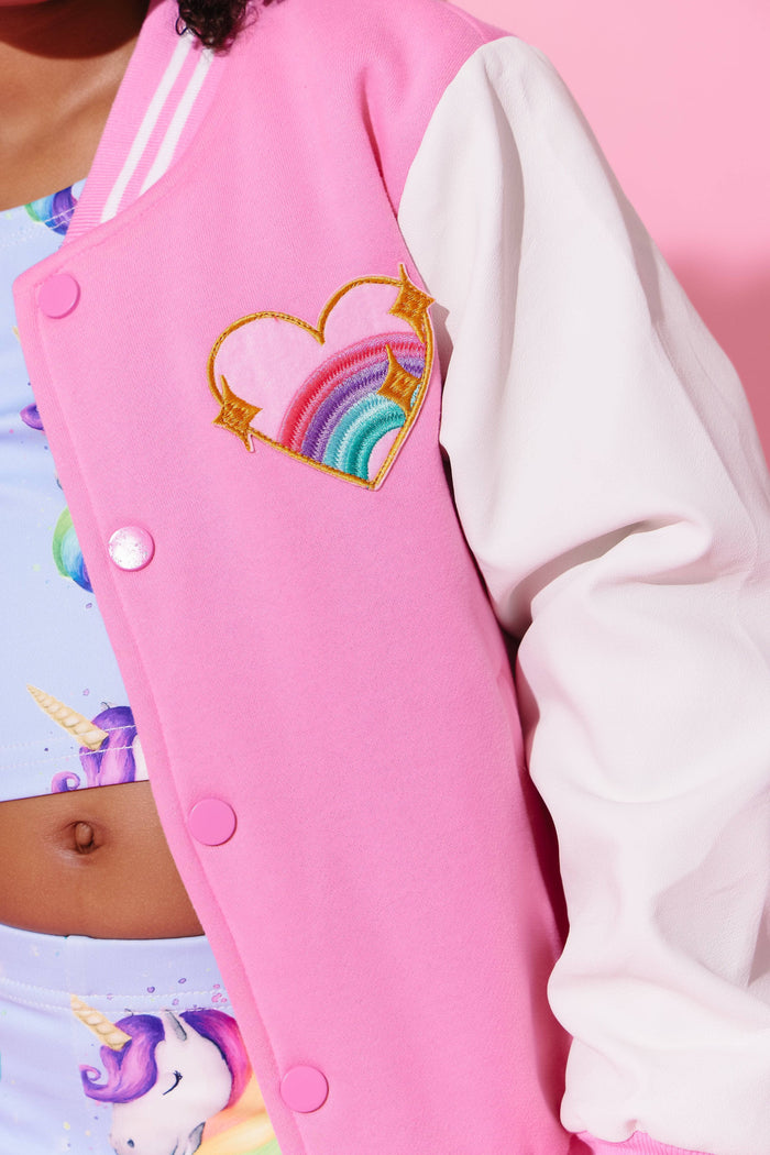 Lola + The Boys Good Vibes Varsity Bomber