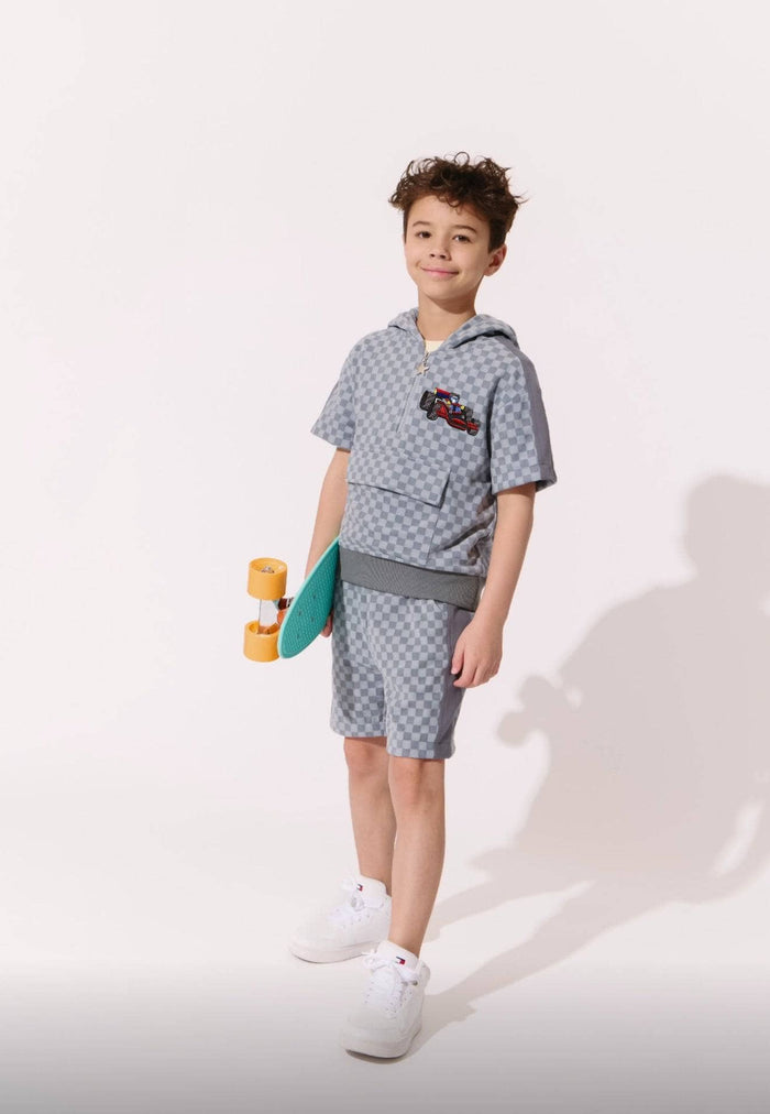 Lola + The Boys Grey Checkered Soft Short Set