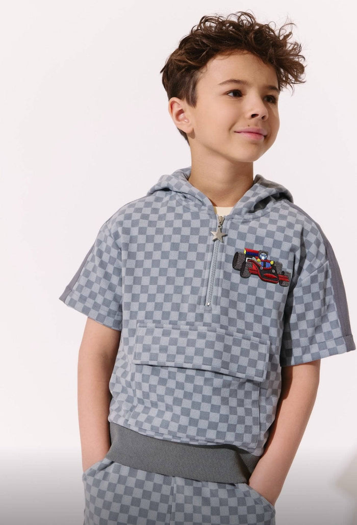 Lola + The Boys Grey Checkered Soft Short Set