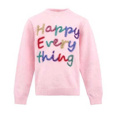 Lola + The Boys Pink / 2 Happy Everything Tinsel Sweater