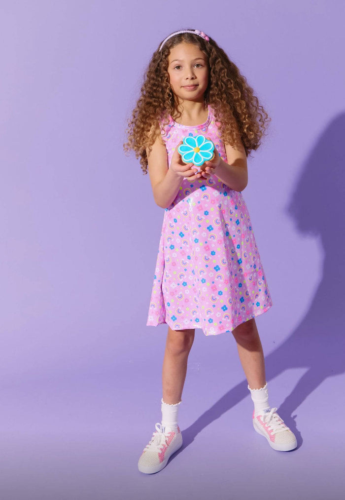 lola-new-arrival Happy Rainbow Metallic Dress