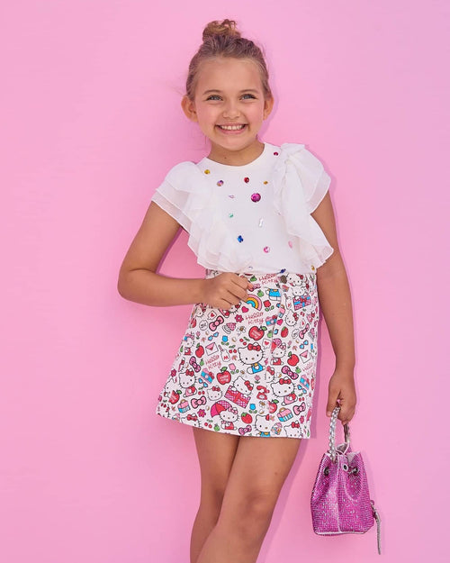 Lola + The Boys Hello Kitty Big Print Skirt