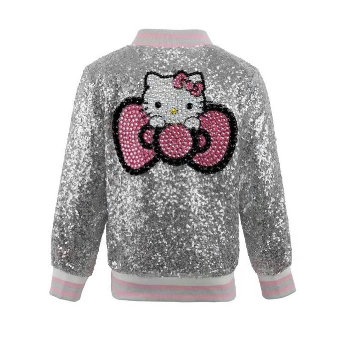 Lola + The Boys Hello Kitty Silver Sequin Bomber