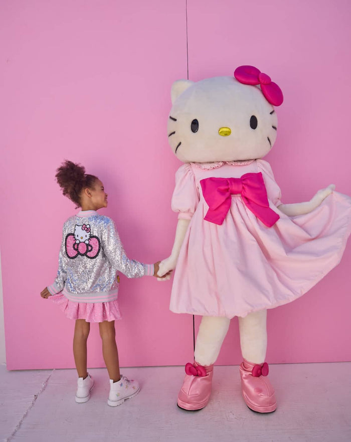 Lola + The Boys Hello Kitty Silver Sequin Bomber