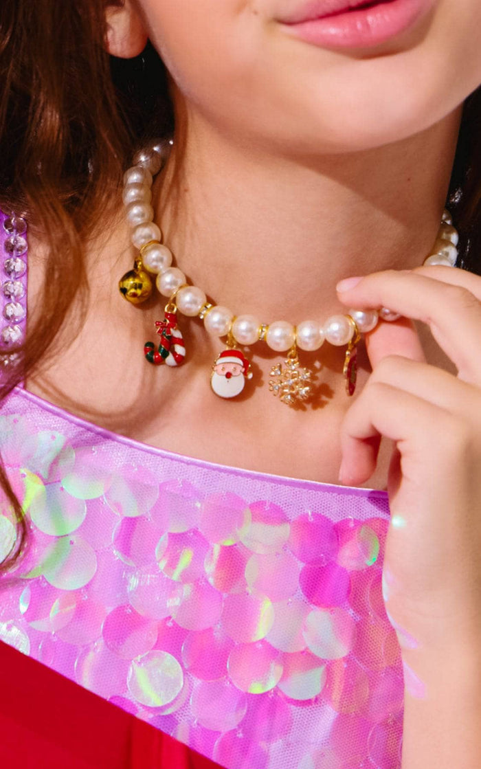 Lola + The Boys Cute Santa Claus Chocker / 2/6 Holiday Pearl Chocker