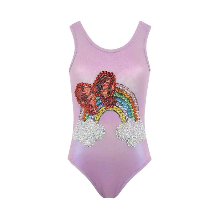 Lola + The Boys Hologram Rainbow Bow Gem Swimsuit