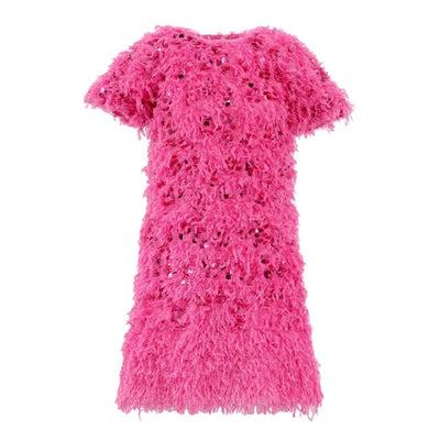 Lola + The Boys 6 Hot Pink Feather and Sequin Dress