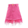Lola + The Boys 6 Hot Pink Feather Denim Skirt
