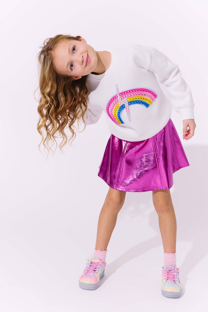 Lola + The Boys Hot Pink Metallic Leather Skirt