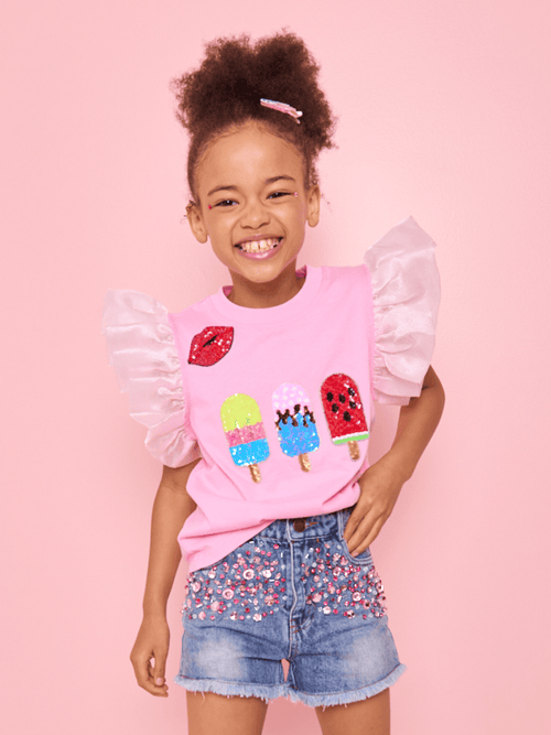 Lola + The Boys 2 Ice Cream Ruffle T-shirt