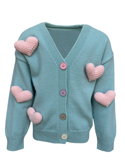 Rainbow Plush Heart Cardigan