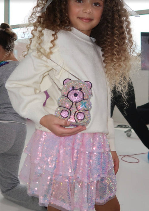 Lola + The Boys Iridescent Shimmer Sequin Skirt / Pink