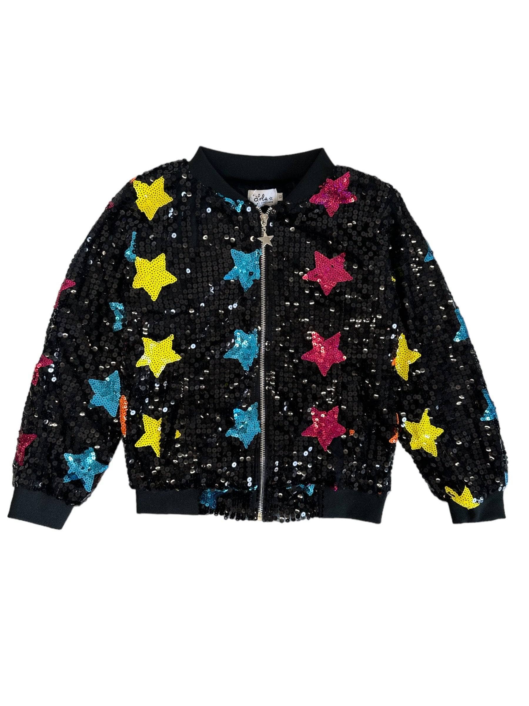 Rainbow Star Sequin Bomber