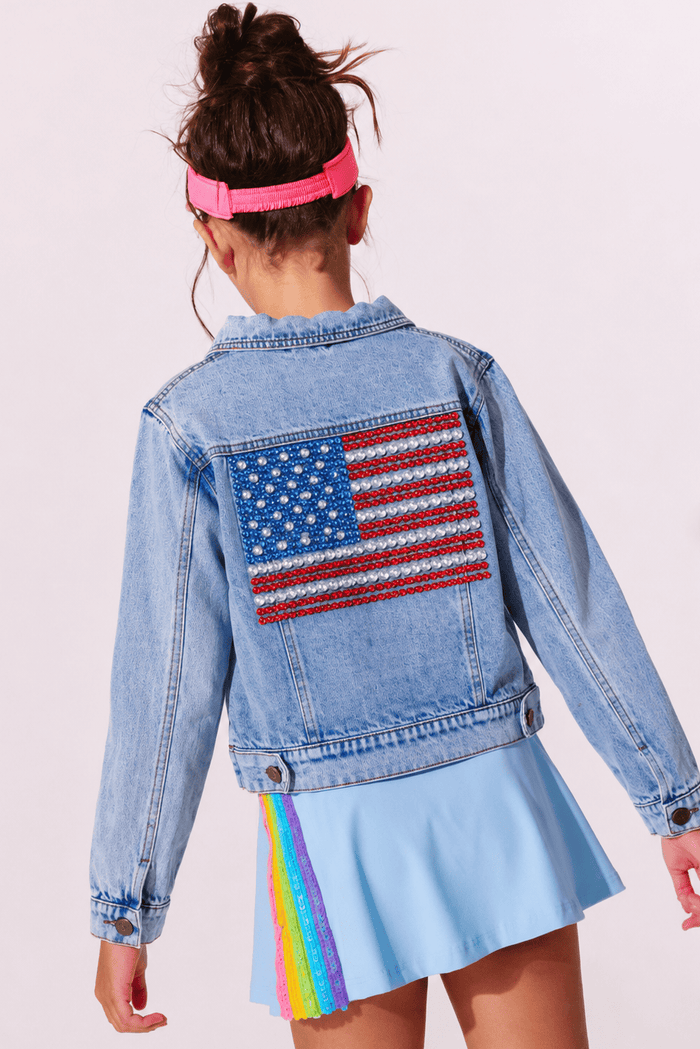 Lola + The Boys Jacket American Flag Denim Jacket