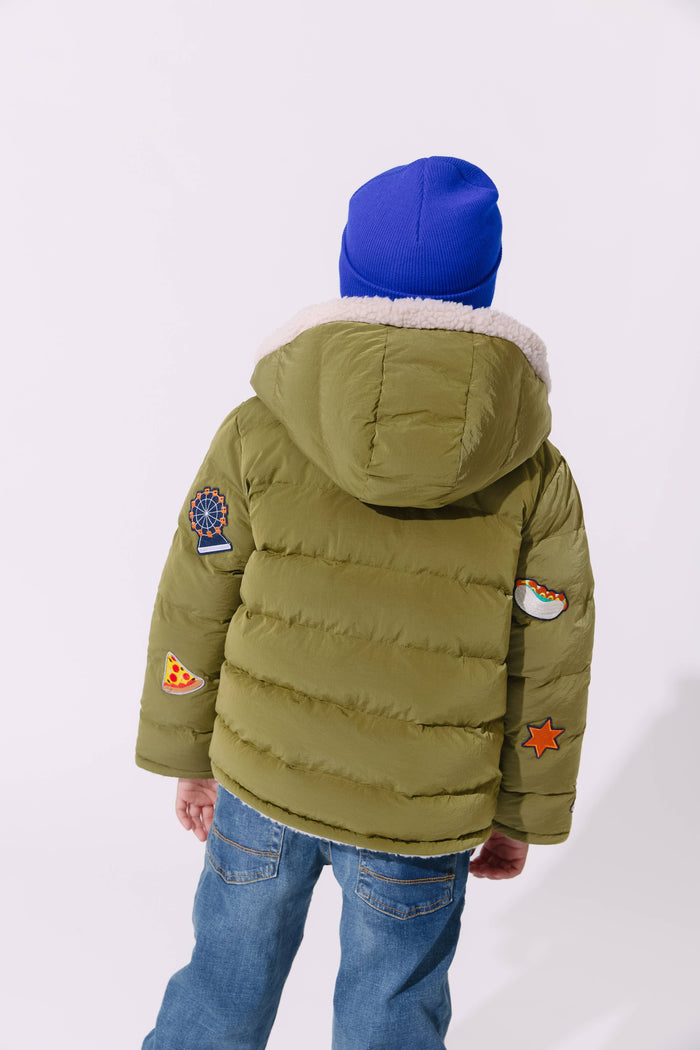Lola + The Boys Jacket Chicago Patch Puffer