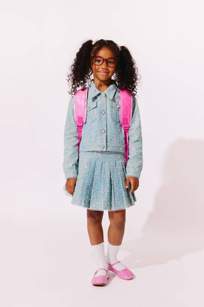Lola + The Boys Jacket Confetti Denim Sequin Jacket