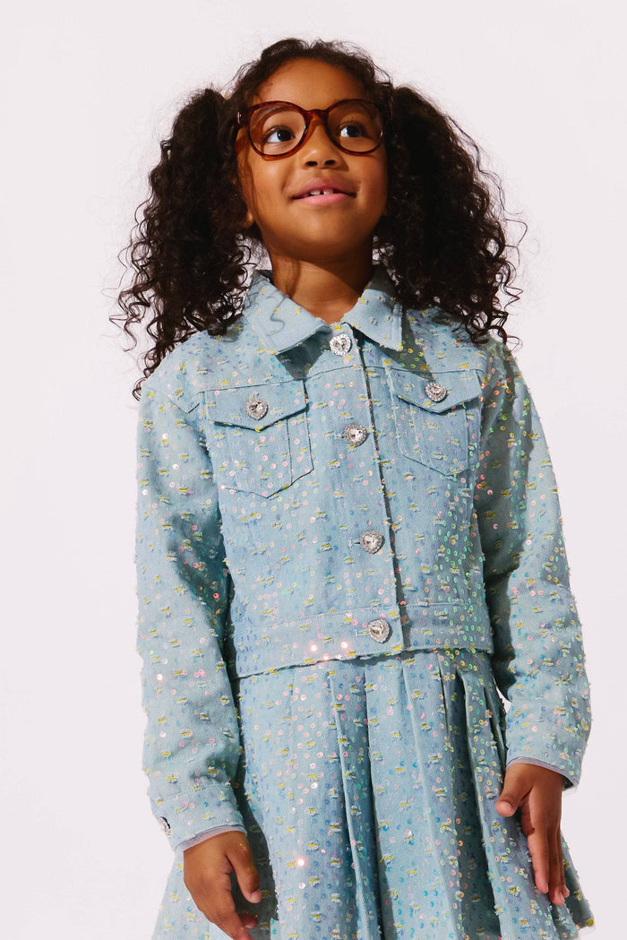 Lola + The Boys Jacket Confetti Denim Sequin Jacket