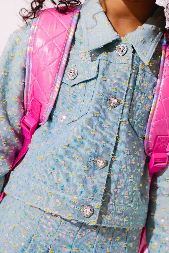 Lola + The Boys Jacket Confetti Denim Sequin Jacket