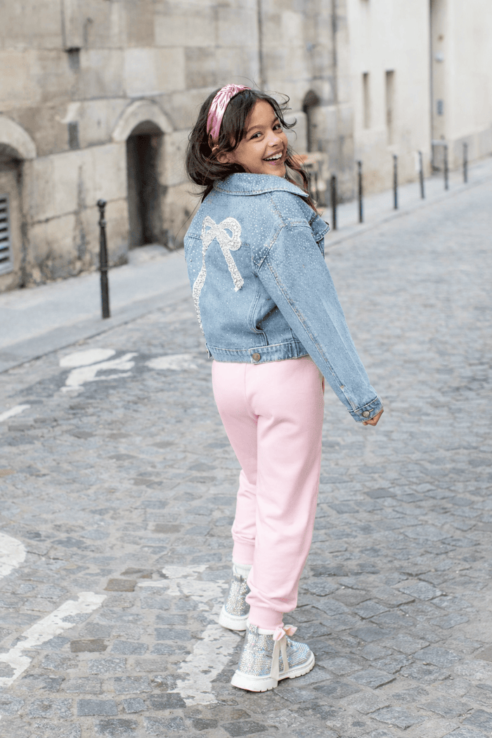 Lola-spring-25 Jacket Crystal Bow Denim Jacket