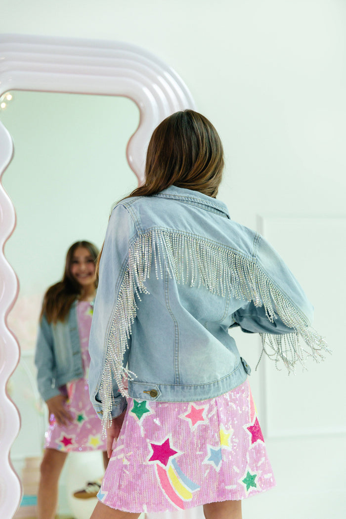 Lola-spring-25 Jacket Crystal Tassel Denim Jacket