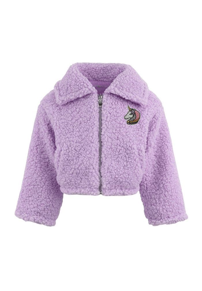 Lola + The Boys Jacket Crystal Unicorn Fuzzy Jacket