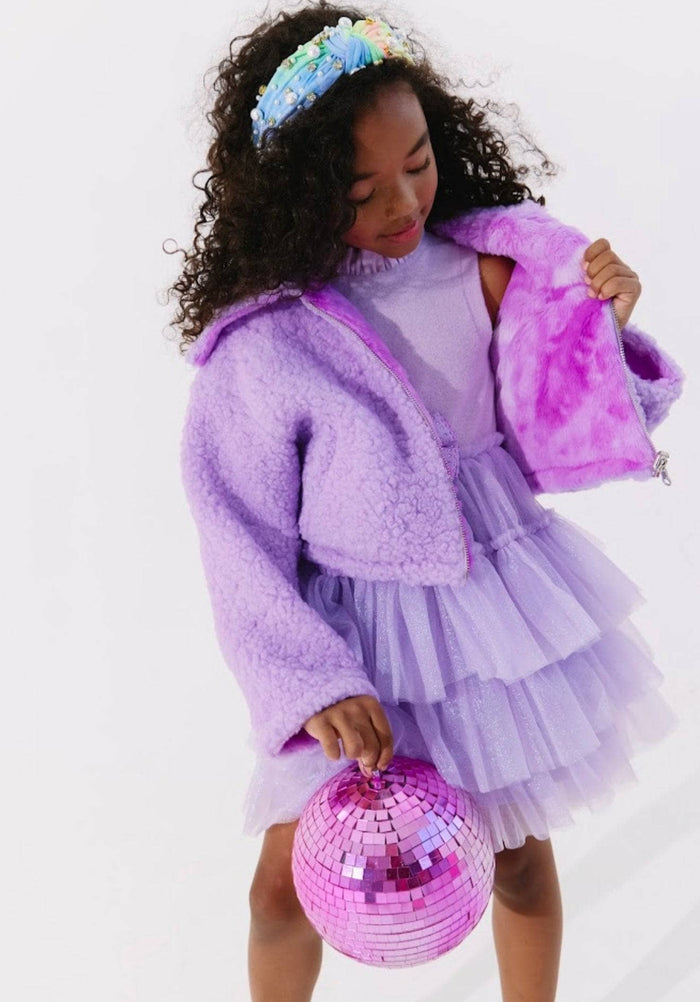 Lola + The Boys Jacket Crystal Unicorn Fuzzy Jacket