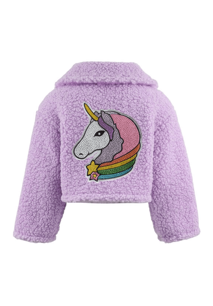 Lola + The Boys Jacket Crystal Unicorn Fuzzy Jacket