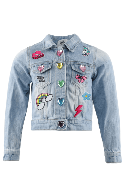 Lola + The Boys Jacket Customizable Hearts Button Denim Jacket