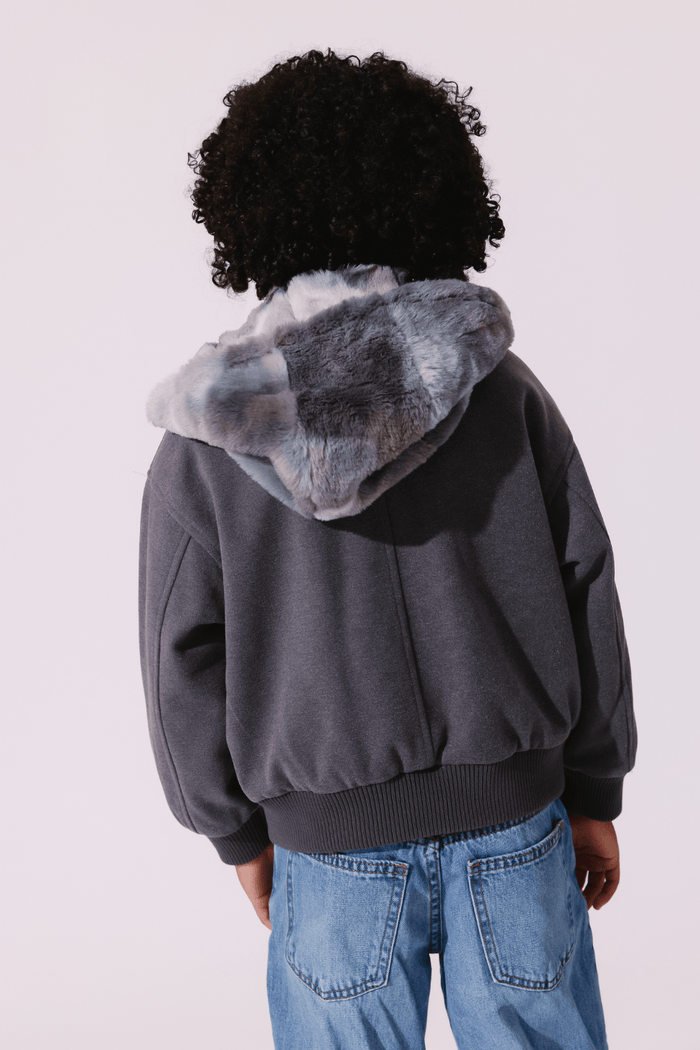 Lola + The Boys Jacket Faux Fur Hood Frenchie Bomber