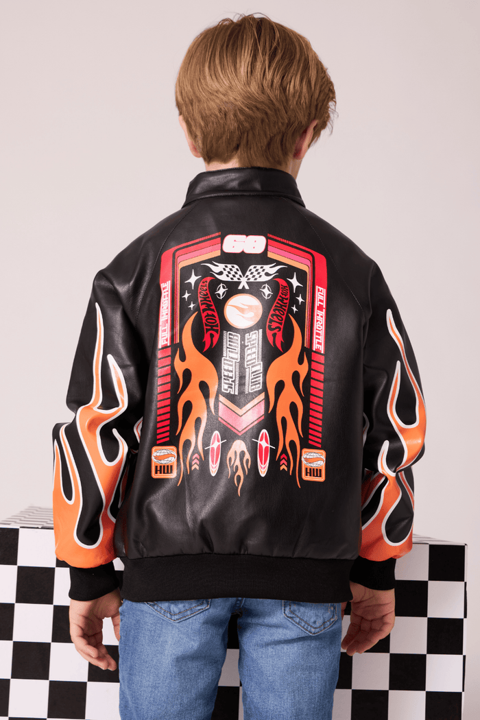 Lola + The Boys Jacket Faux Leather Racing Bomber