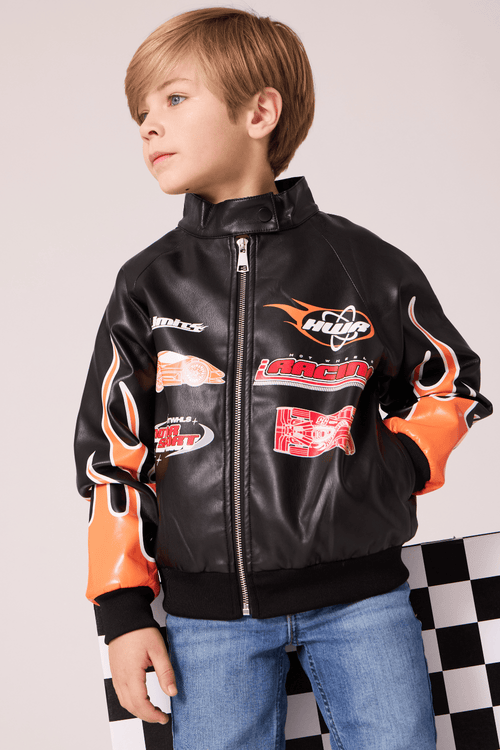 Lola + The Boys Jacket 2 Faux Leather Racing Bomber