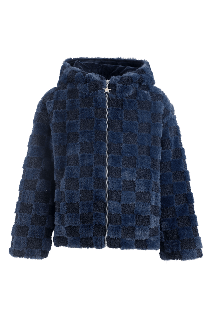 Lola + The Boys Jacket Fuzzy Checkered Jacket