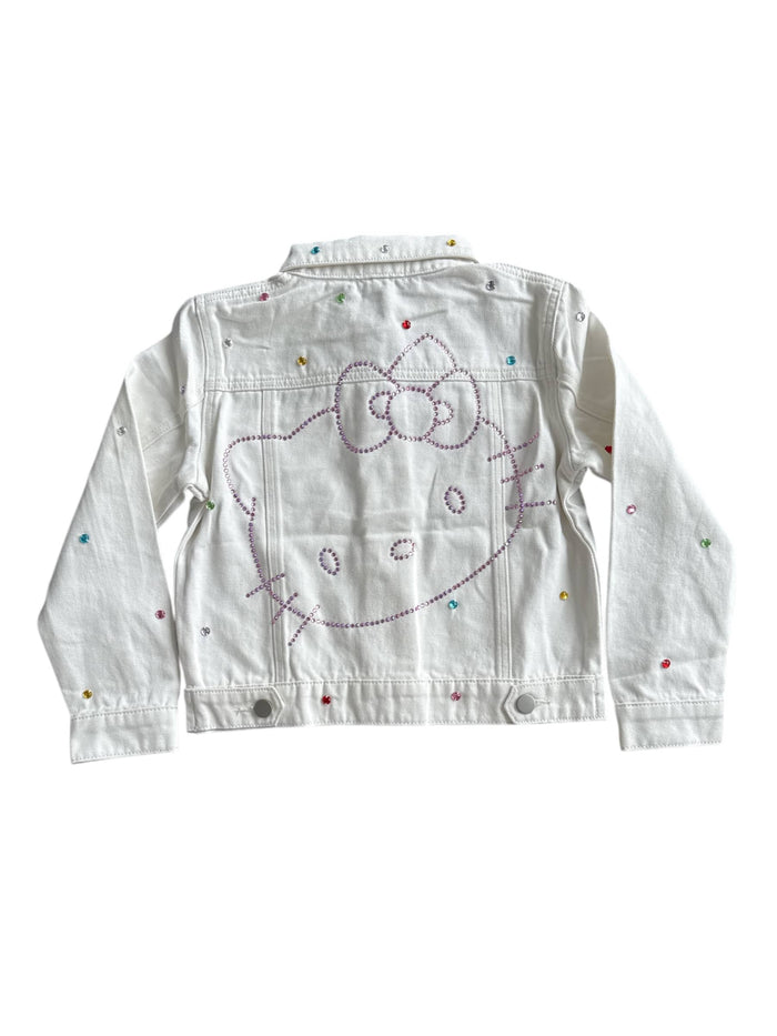 Lola + The Boys Jacket Hello Kitty® White Denim Rainbow Crystal Jacket