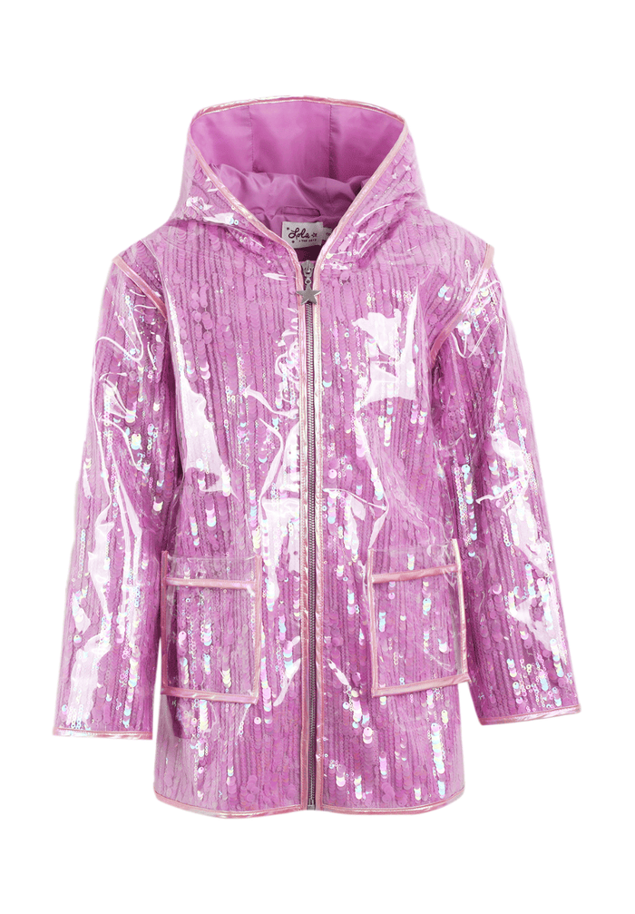 Lola + The Boys Jacket Lavender Sequin Rain Jacket