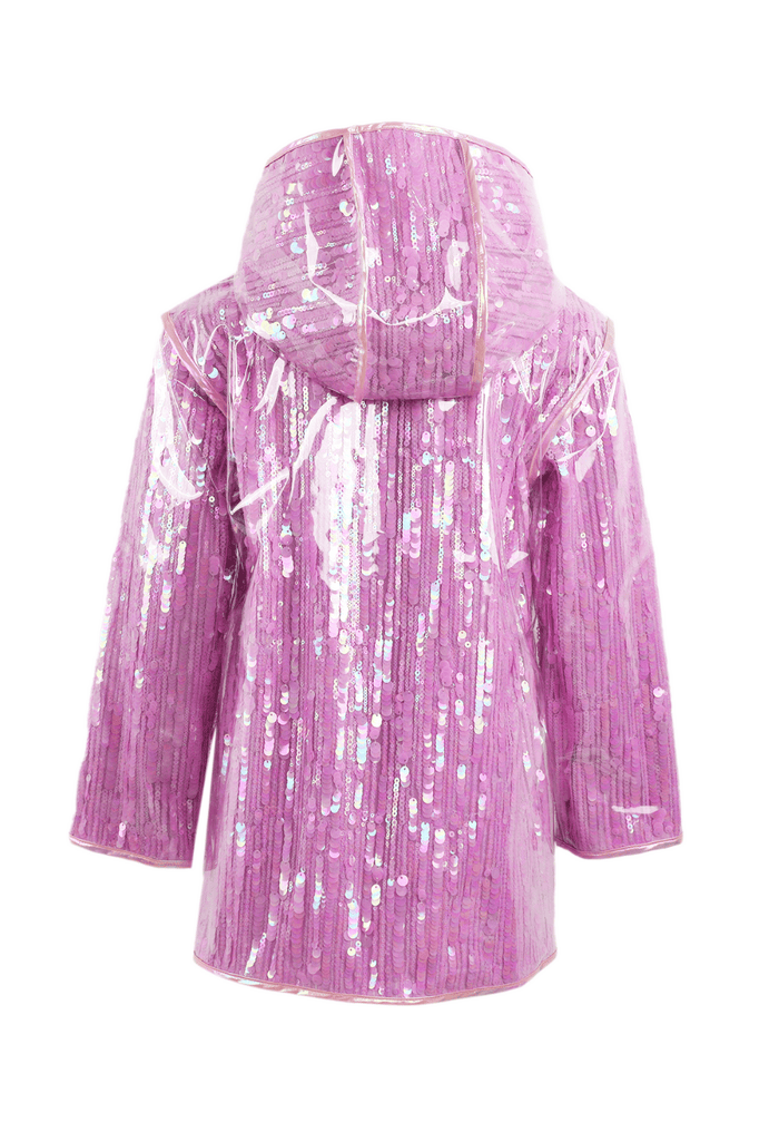 Lola + The Boys Jacket Lavender Sequin Rain Jacket