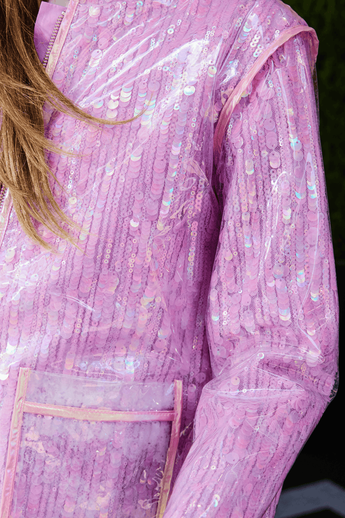 Lola + The Boys Jacket Lavender Sequin Rain Jacket