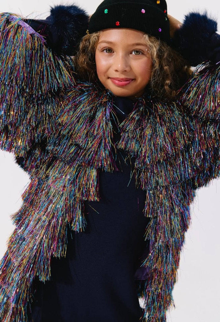 Lola + The Boys Jacket Party Rainbow Tinsel Jacket