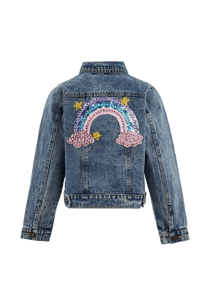 Lola + The Boys Jacket Pastel Rainbow Gems Denim Jacket