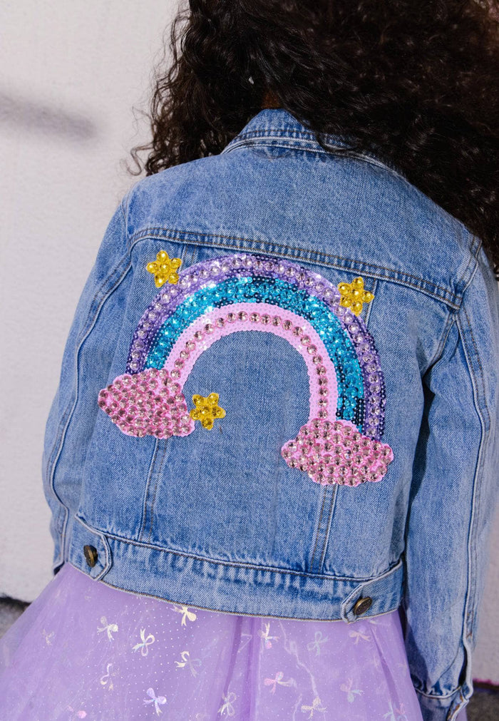 Lola + The Boys Jacket Pastel Rainbow Gems Denim Jacket